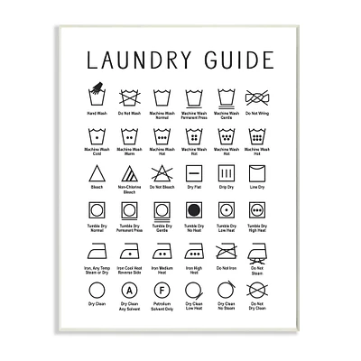 Stupell Industries Minimal Laundry Guide Cleaning Chart Helpful Symbols Wood Wall Plaque