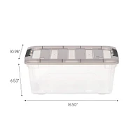 IRIS® Stack & Pull™ Clear Storage Box with Gray Lid