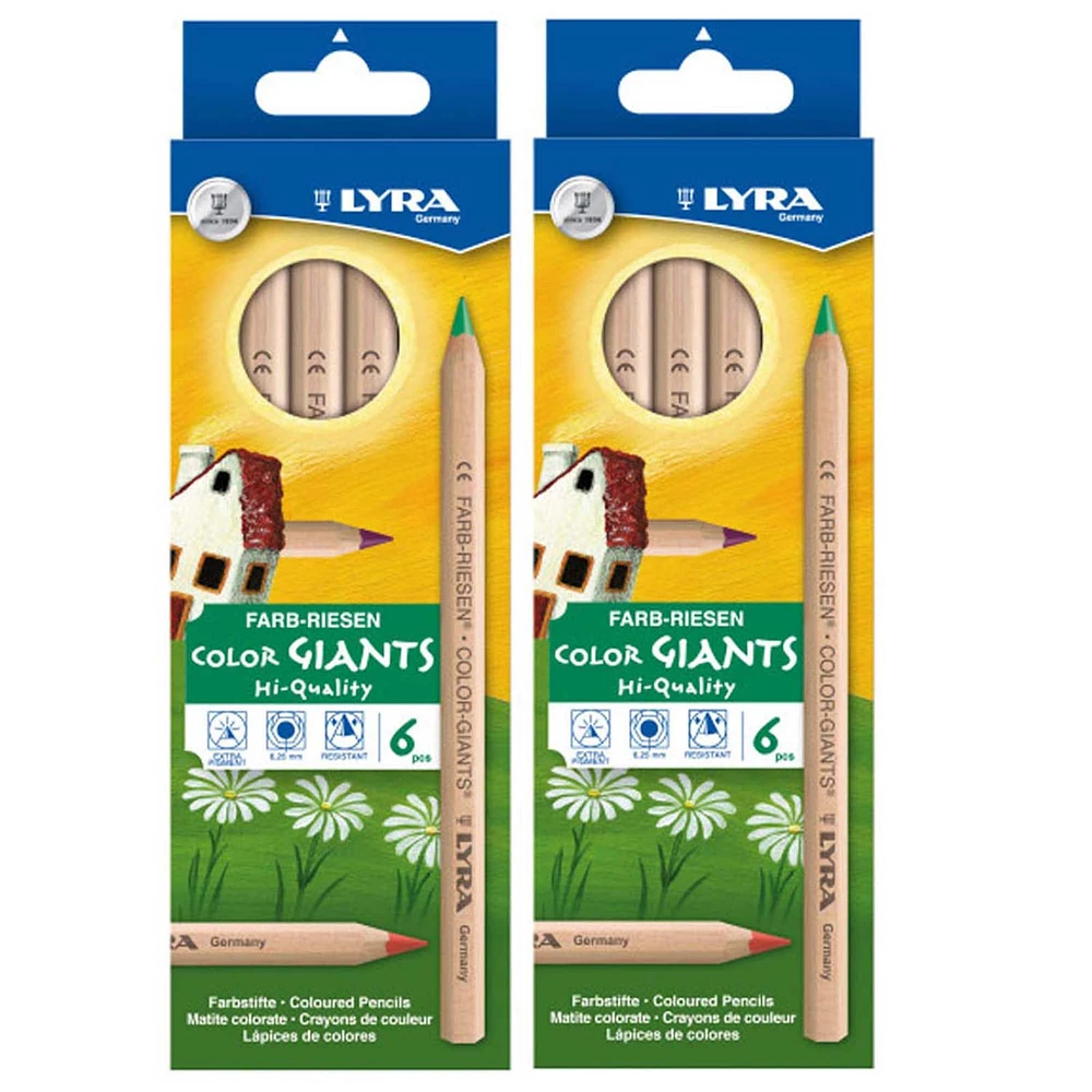 5 Packs: 2 Packs 6 ct. (60 total) Lyra Color Giant Colored Pencils