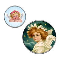 Holiday Magic Colorized Angels Half Dollar and Nickel Coins with Stamp in Wood Frame