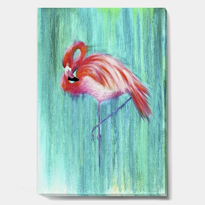 Designart - Pink Flamingo In Blue