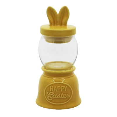 7.5" Yellow Bunny Glass & Ceramic Candy Container by Ashland®