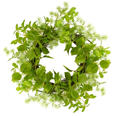 18" Green Jujube Floral & Foliage Springtime Wreath
