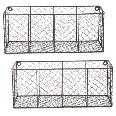 DII® Gray Wall Mount Chicken Wire Baskets