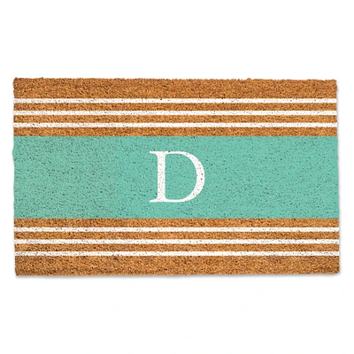 Teal Monogram Stripe Doormat