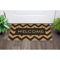 RugSmith Black Herringbone Welcome Machine Tufted Doormat