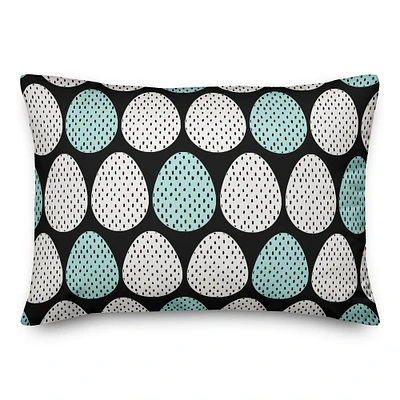 Blue & White Polka Dot Eggs Throw Pillow