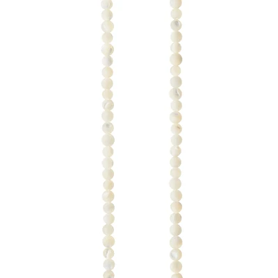 12 Pack:  White Mother of Pearl Round Beads, 4mm by Bead Landing™