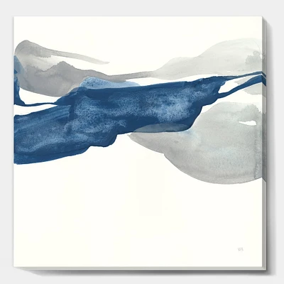 Designart - Gouache Sapphire on Gray II - Modern & Transitional Gallery-wrapped Canvas