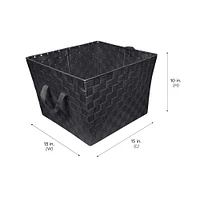 Simplify Large Black Woven Storage Bin