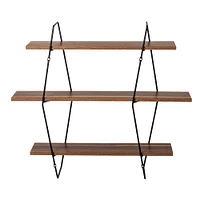 Honey Can Do 28" Three-Tier Decorative Metal & Wood Wall Shelves