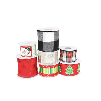 JAM Paper Merry & Bright Christmas Ribbon Value Pack