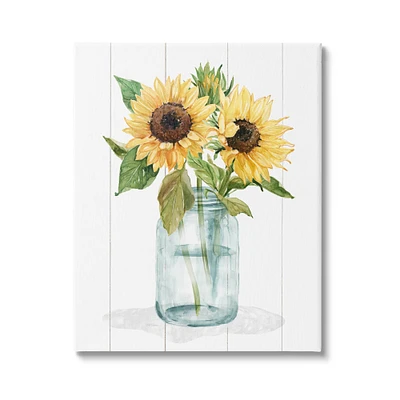 Stupell Industries Yellow Sunflowers Country jar Canvas Wall Art