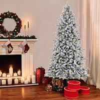 6.5ft. Pre-Lit Flocked ‎Bennington Fir Artificial Christmas Tree, Clear Lights