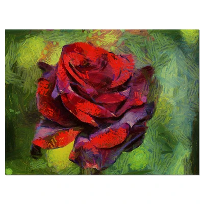 Designart - Red Rose on Green