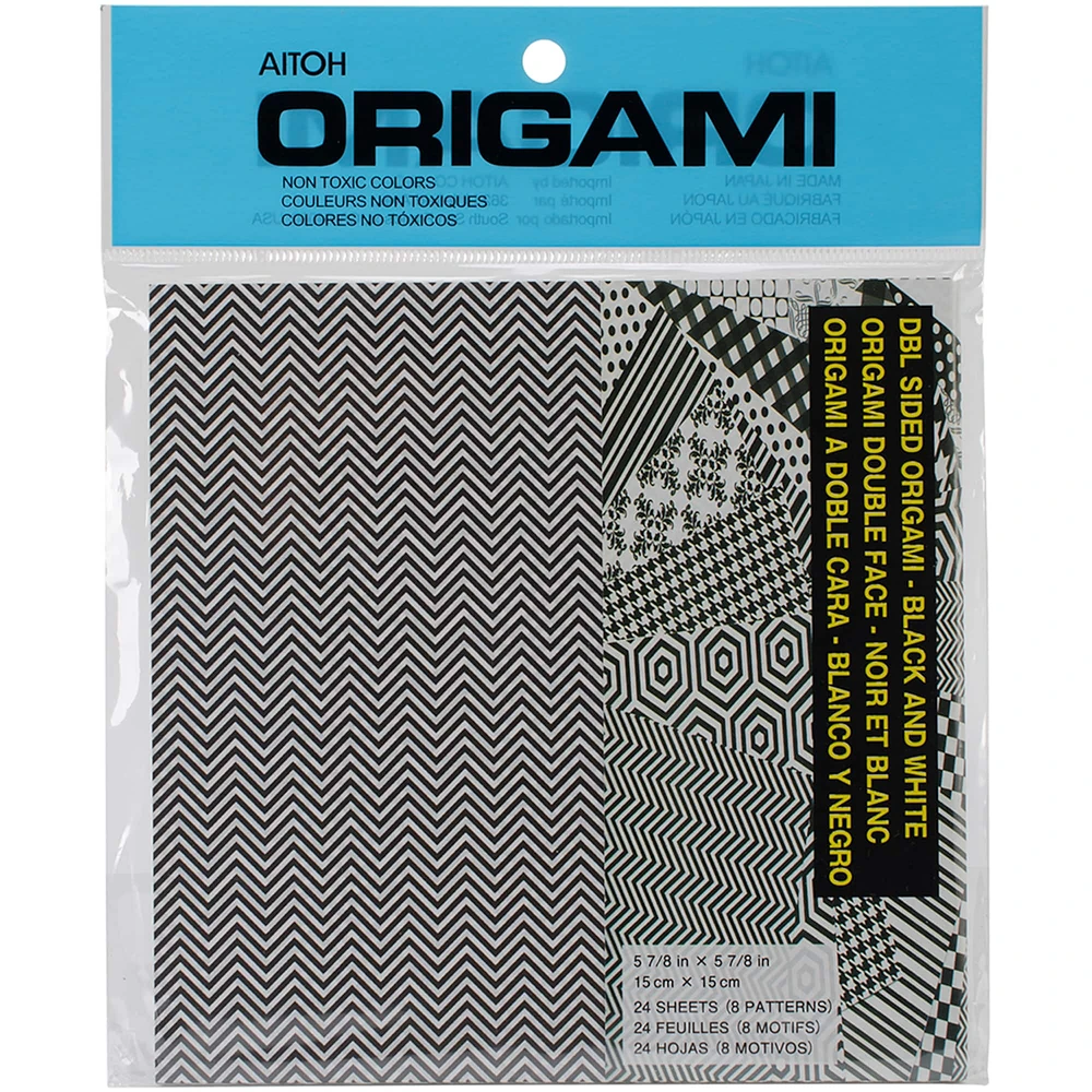 Aitoh 5.875" Black & White Double-Sided Origami Paper, 24 Sheets