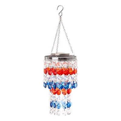 Glitzhome® 19" Solar Lighted Hanging Décor with Multicolored Jewel Beads