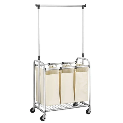 Household Essentials 3-Bag Laundry Sorter with Clothes Rack