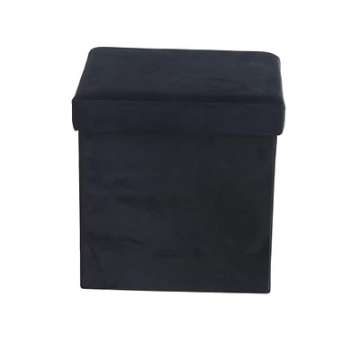 17" Black Square Polyester Storage Stool