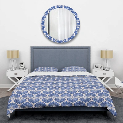 Designart 'Retro Blue Waves' Mid-Century Duvet Cover Set