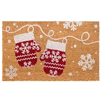 RugSmith White & Red Machine Tufted Mittens Doormat, 18'' x 30''