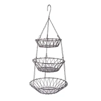 DII® Satin Nickel 3-Tier Hanging Fruit Basket