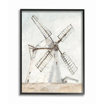 Stupell Industries Windmill Farm Landscape Wall Art in Black Frame