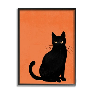 Stupell Industries Bold Black Cat Silhouette Framed Giclee Art