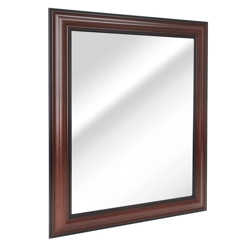 Head West Deep Cherry 28" x 34" Framed Beveled Accent Vanity Mirror