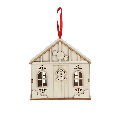 3.75" DIY LED Unfinished Plywood Gingerbread Village Ornament by Make Market®