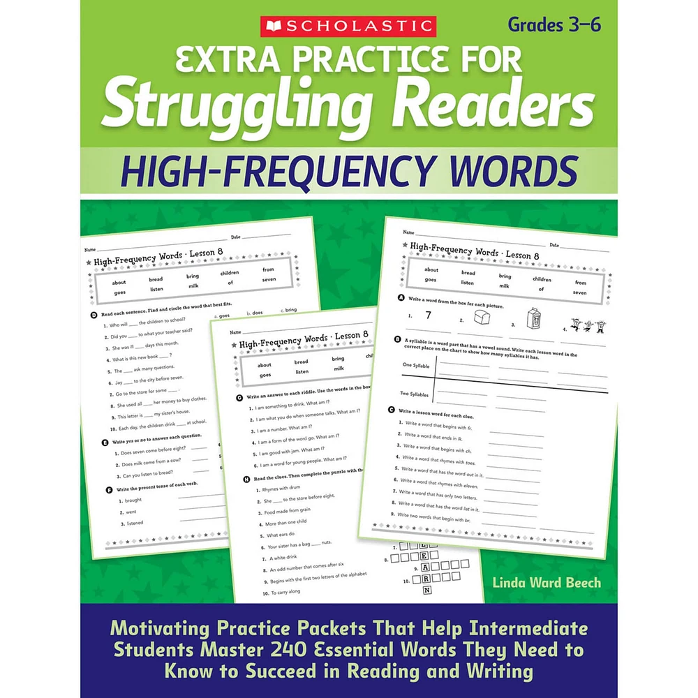 Scholastic Teaching Resources Extra Practice for Struggling Readers: High-Frequency Words, Grades 3-6