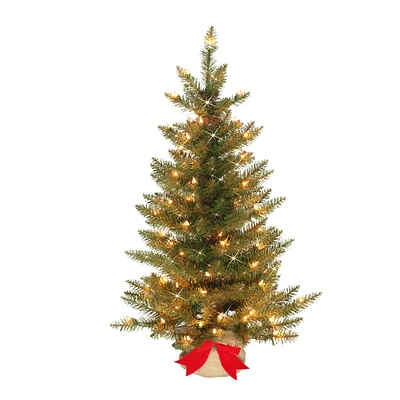 6 Pack: 3ft. Pre-Lit Slim Fraser Fir Artificial Christmas Tree in Burlap Base, Clear Lights