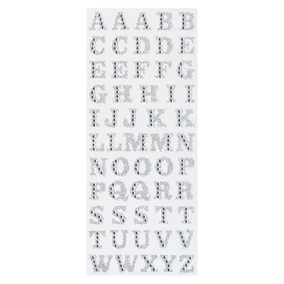 Silver Glitter Rhinestone Alphabet Stickers by Recollections™ 