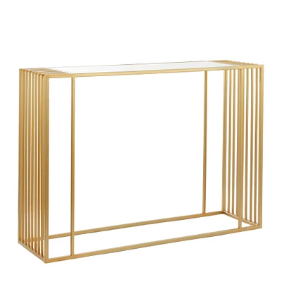 Gold Metal Contemporary Console Table, 31" x 44" x 13"