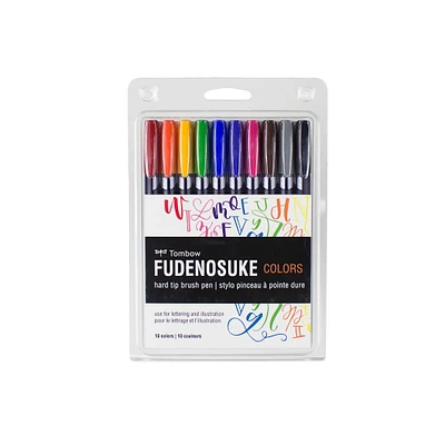 6 Packs: 10 ct. (60 total) Tombow Fudenosuke Colors Hard Tip Brush Pens
