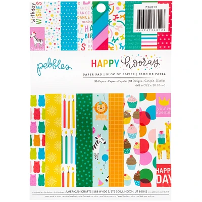 Pebbles Happy Hooray Single-Sided Paper Pad, 6" x 8"
