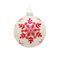 6ct. Red & White Snowflake Glass Ornament Set