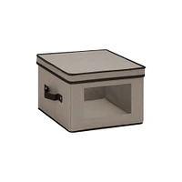 Honey Can Do 12" Canvas Square Stemware and More Storage Box with Lid