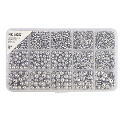 Silver Plastic Spacer Bead Mix by Bead Landing™
