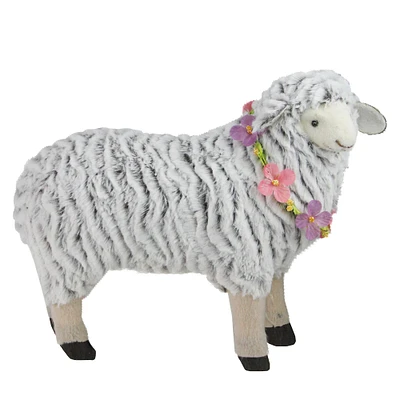 13" White & Brown Plush Standing Sheep Easter Figure