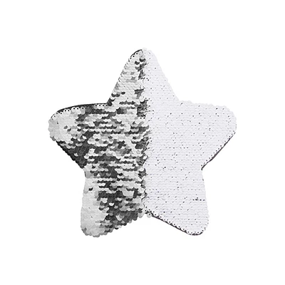 Craft Express 7" Silver & White Star Sublimation Sequin Patches, 2ct.