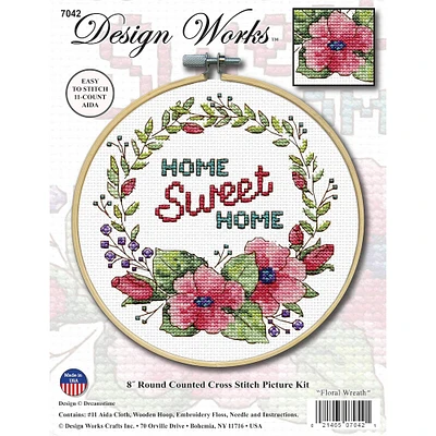 Design Works™ 8'' Round Home Sweet Home Counted Cross Stitch Kit