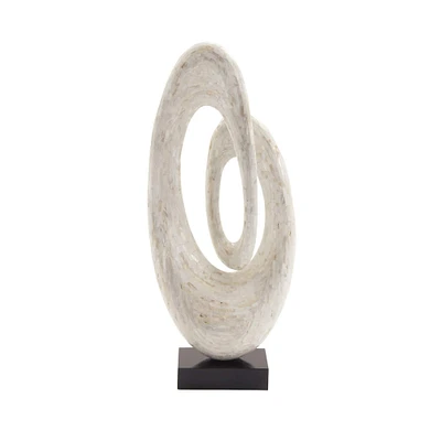 30" White Polystone Abstract Sculpture