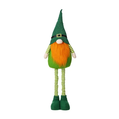 Glitzhome® 40" St. Patrick's Telescoped Fabric Standing Gnome Décor