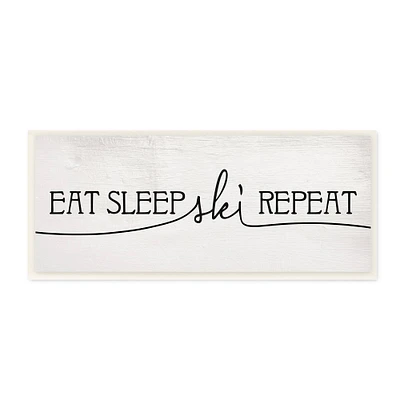 Stupell Industries Eat Sleep Ski Repeat Phrase Rustic Winter Sports,7" x 17"