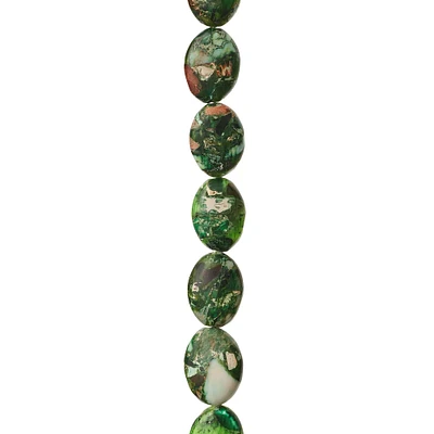 Green Imperial Jasper Oval Beads, 14mm by Bead Landing™