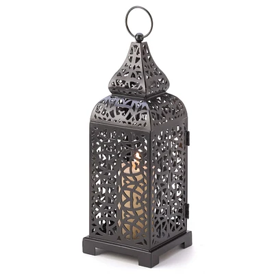 13" Black Metal Moroccan Style Candle Lantern