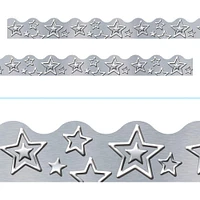 Trend Enterprises® I Heart Metal Silver Stars Terrific Trimmers®, 234ft.