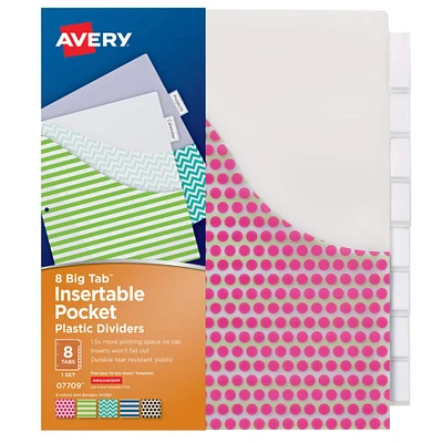 Avery® Big Tab™ 8-Tab Pocket Insertable Plastic Dividers, 3 Pack