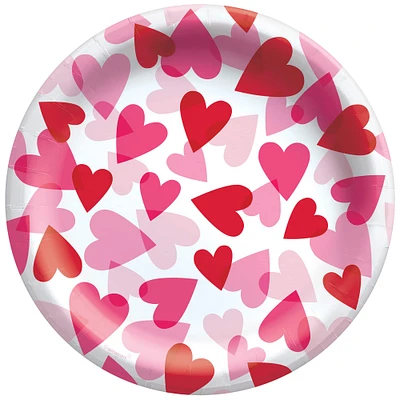 8.5" Heart Party Round Paper Lunch Plates, 40ct.